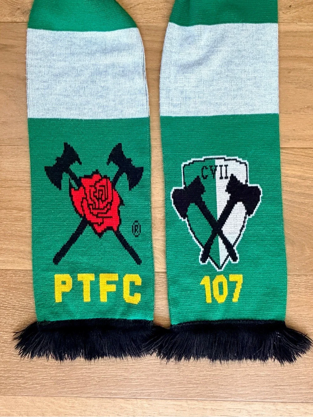 Portland Timbers Army No Pity Scarf MLS Soccer PTFC Green White Rose Section 107